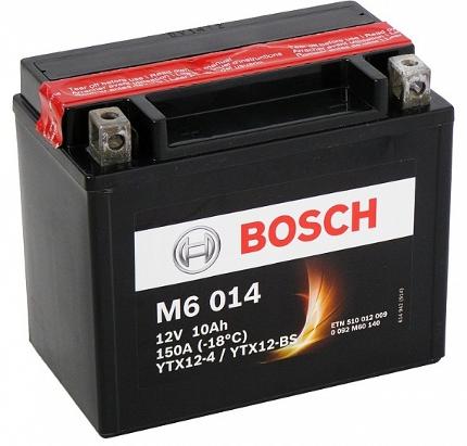 Аккумулятор BOSCH M6 014 AGM YTX12-BS 150A 10Ah "+ -"